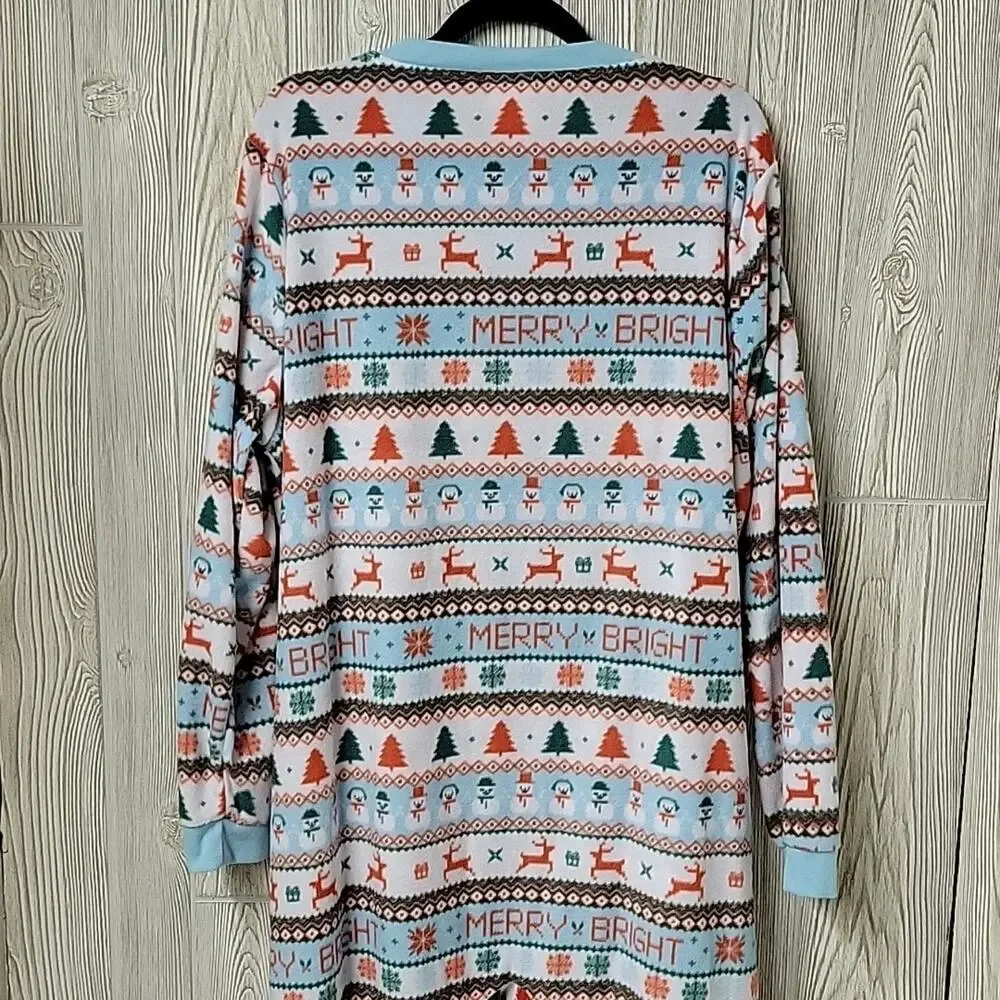 Merry Moments Holiday Onsie Full Zip MicroFleece Adult Size XL NWT